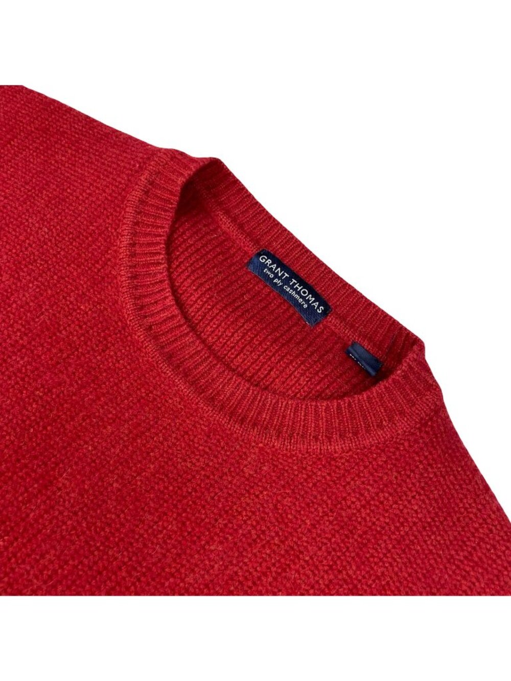 Grant Thomas Men’s 100% 2-Ply Cashmere Crewneck Knit Pullover Sweater Red • XL
